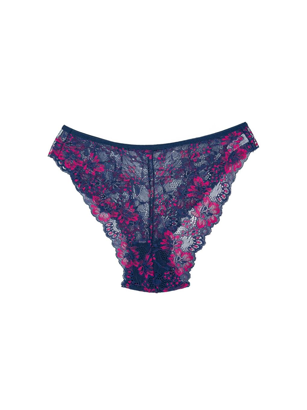 Fuşya Çift Renk Dantel Yüksek Bel Kadın Külot-1