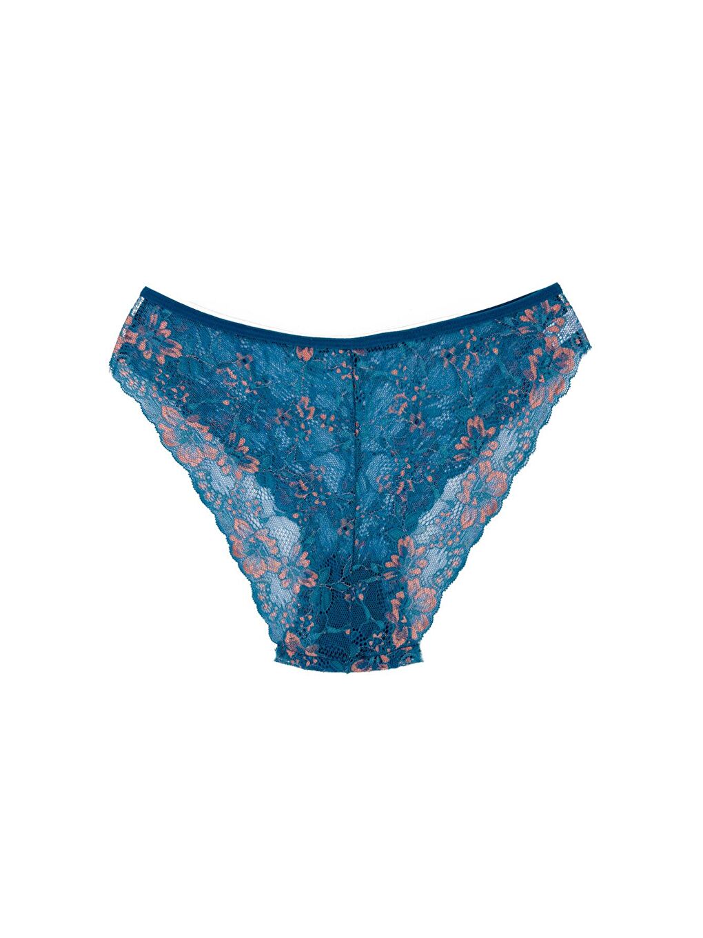 Petrol Çift Renk Dantel Yüksek Bel Kadın Külot-1