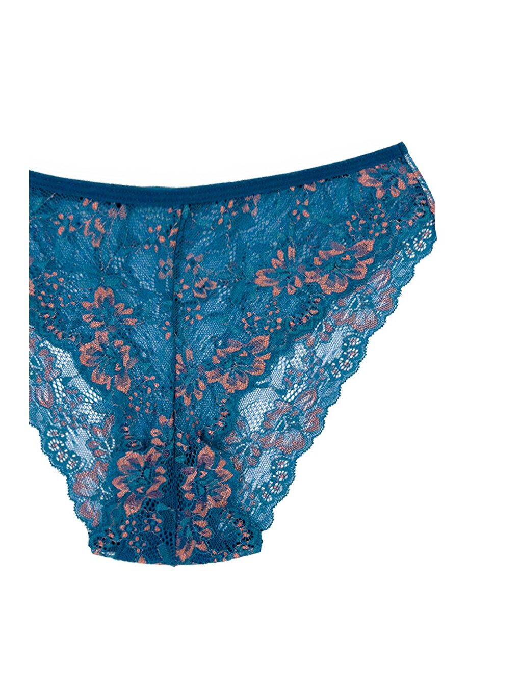 Petrol Çift Renk Dantel Yüksek Bel Kadın Külot-2