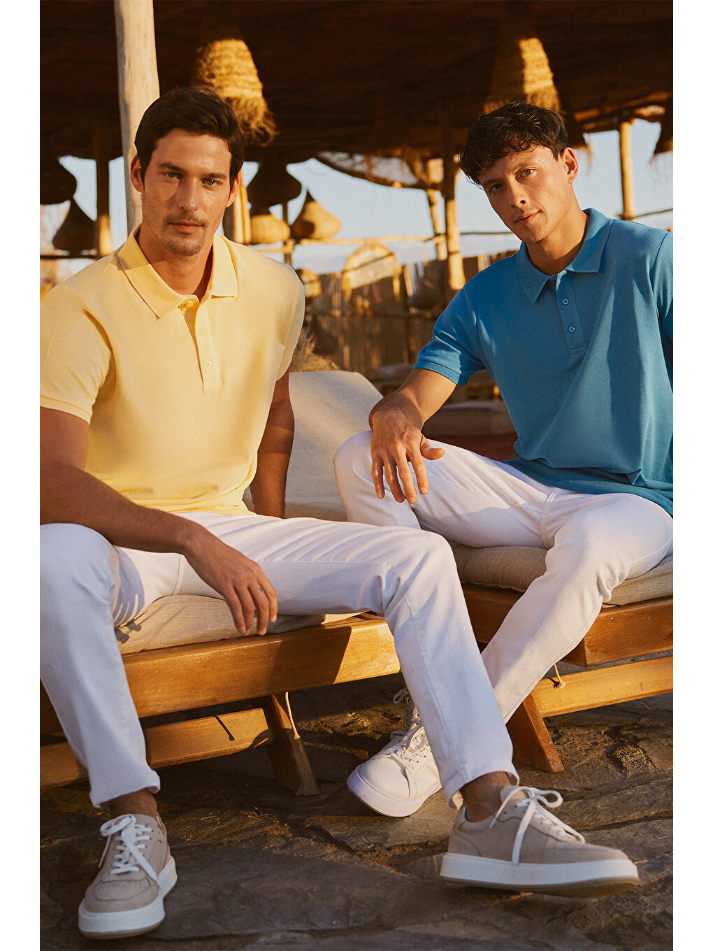 Erkek Sarı Slim Fit Dar Kesim Polo Yaka %100 Pamuk Kısa Kollu Tişört-4