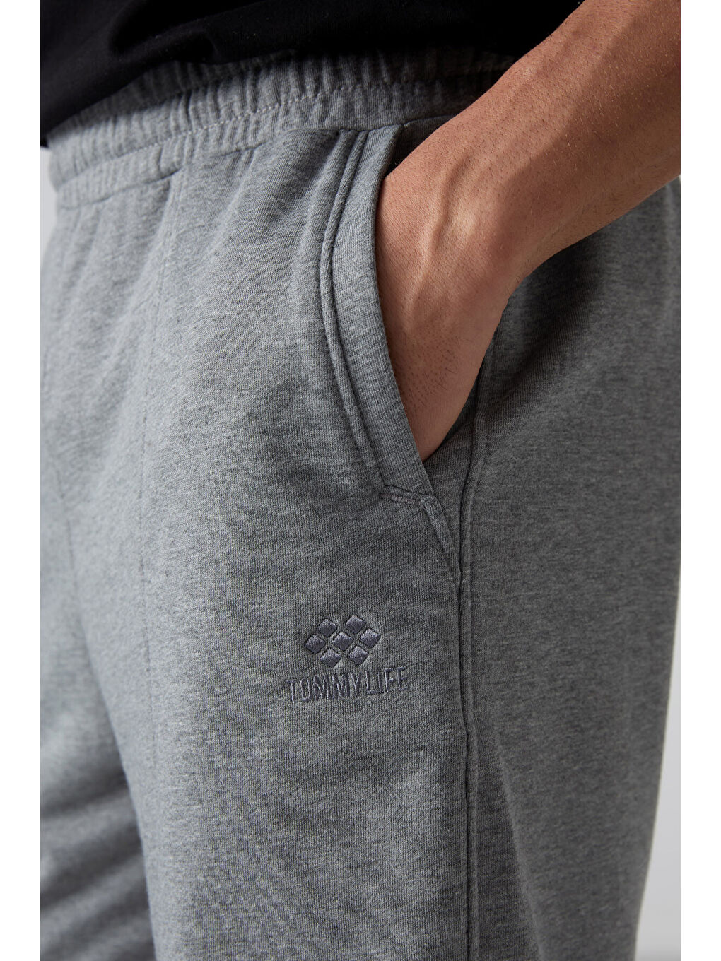 Gri Melanj Pamuklu Kalın Yumuşak Dokulu Comfort Fit Basic Erkek Şort - 81261-2