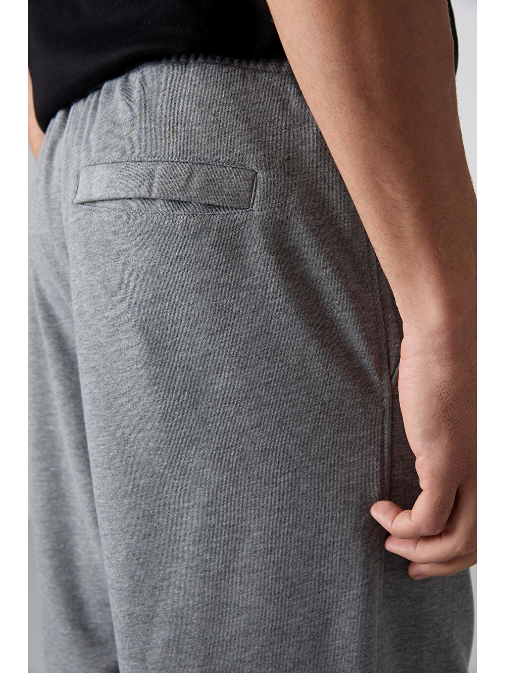 Gri Melanj Pamuklu Kalın Yumuşak Dokulu Comfort Fit Basic Erkek Şort - 81261-3