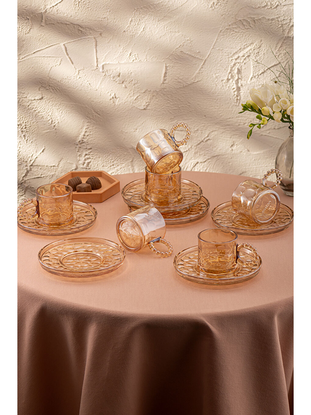 Kahverengi Çifte Kavrulmuş 100 ml 6'lı Kahve Fincan Takımı-2