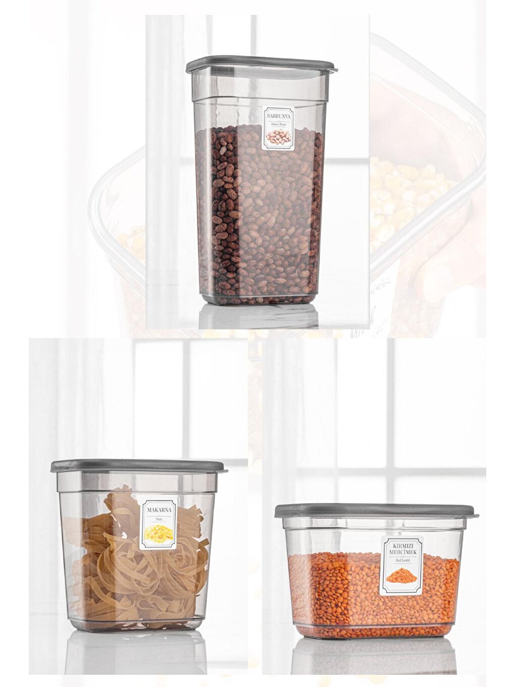 Antrasit 12'li Etiketli Mega Dikdörtgen Saklama Kabı Mikrodalga ve Difriz Uyumlu 4x(1,3 Lt-2 Lt-3,2 Lt)-2