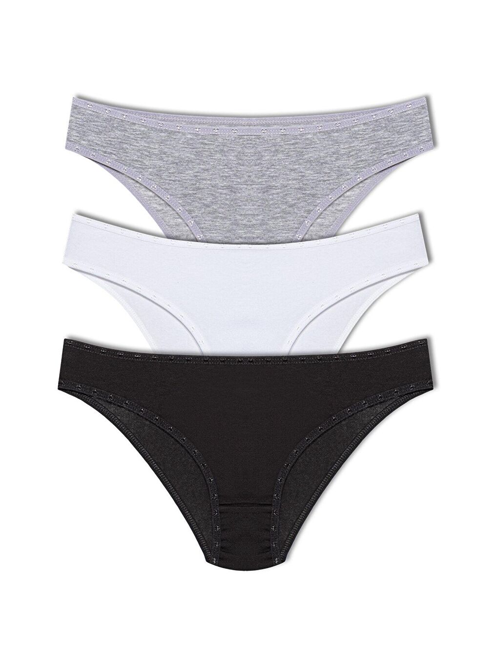 Beyaz Pamuklu Kalpli Lastik Kadın Külot 3’lü