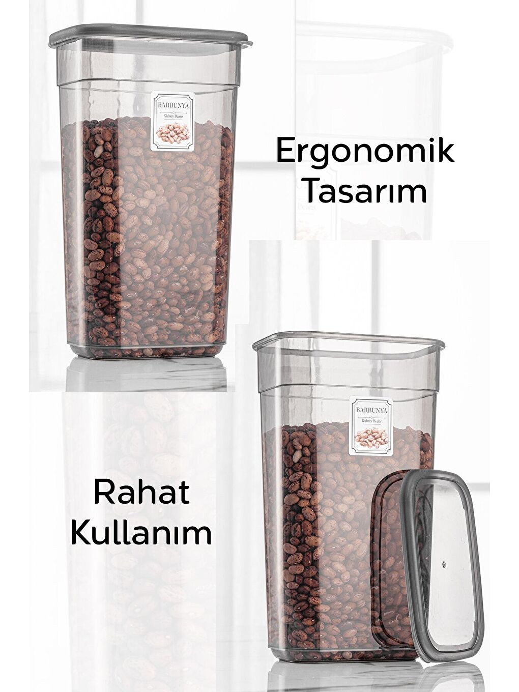 Meleni Home Antrasit 12'li Jumbo Boy Etiketli Dikdörtgen Saklama Kabı Seti Mikrodalga ve Difriz Uyumlu 12x3200 ml - 2