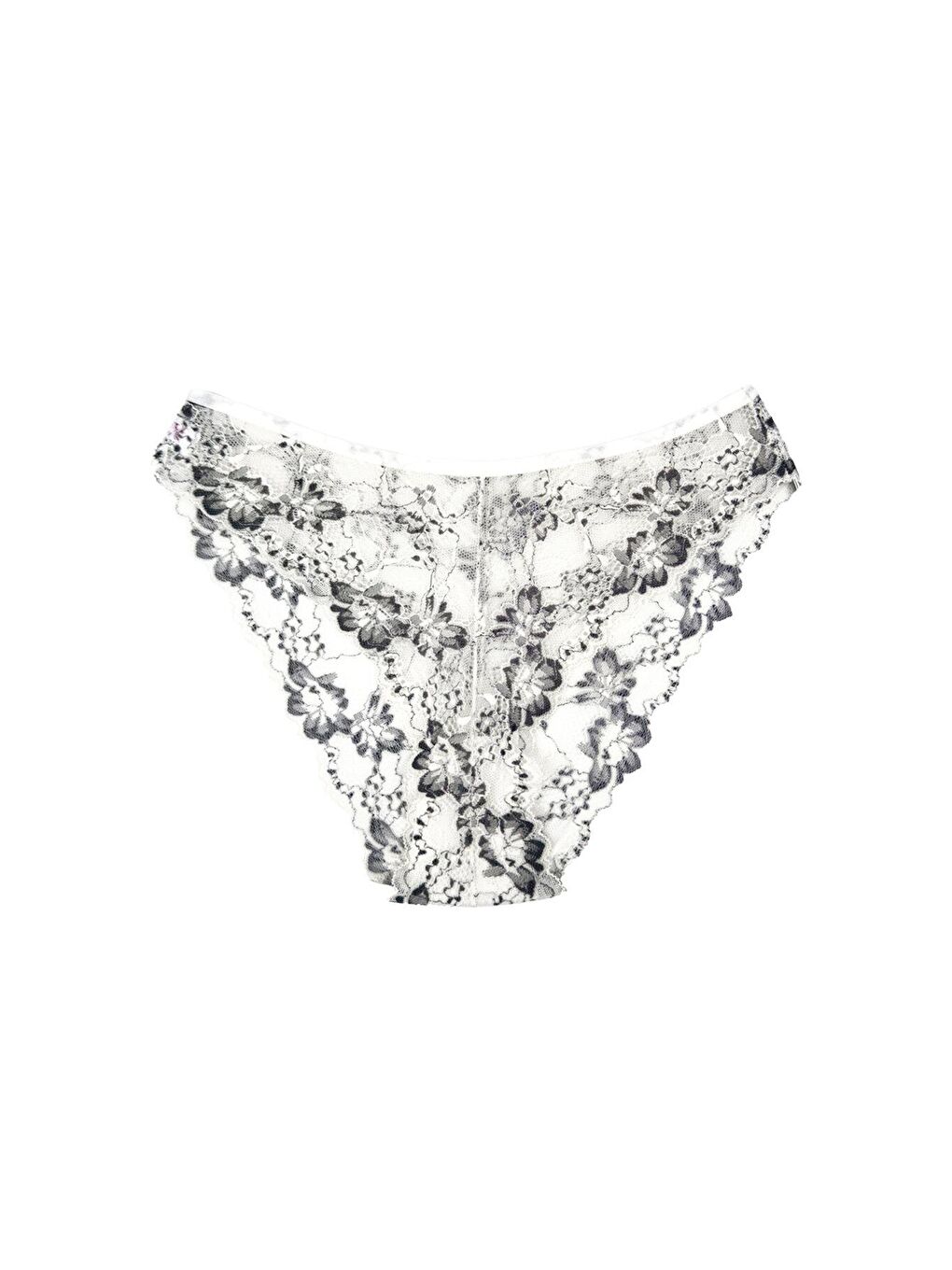 Siyah Çift Renk Dantel Yüksek Bel Kadın Külot