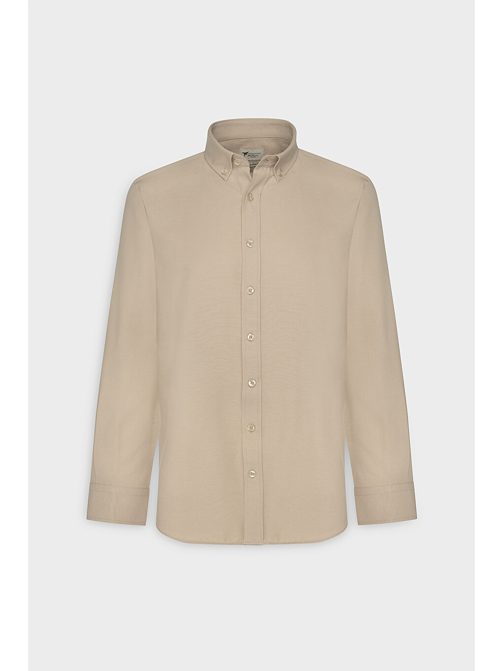 Erkek Bej Tailored Slim Fit Dar Kesim Düğmeli Yaka Oxford Gömlek-8