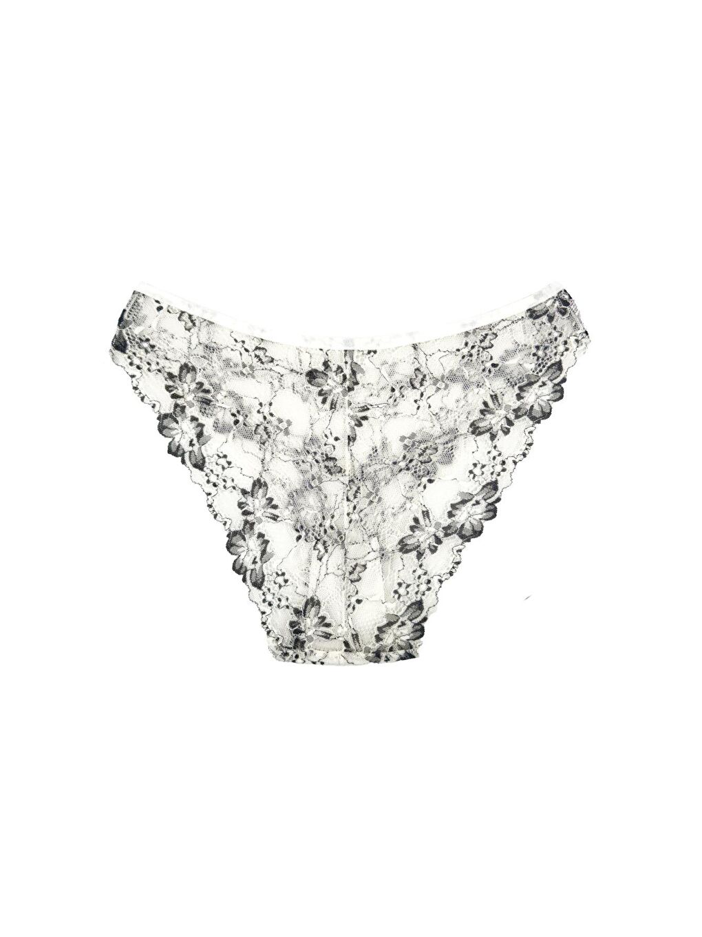 Siyah Çift Renk Dantel Yüksek Bel Kadın Külot-1