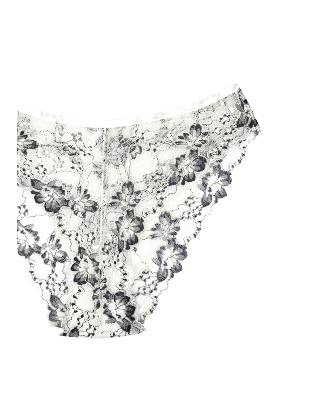 Siyah Çift Renk Dantel Yüksek Bel Kadın Külot-2