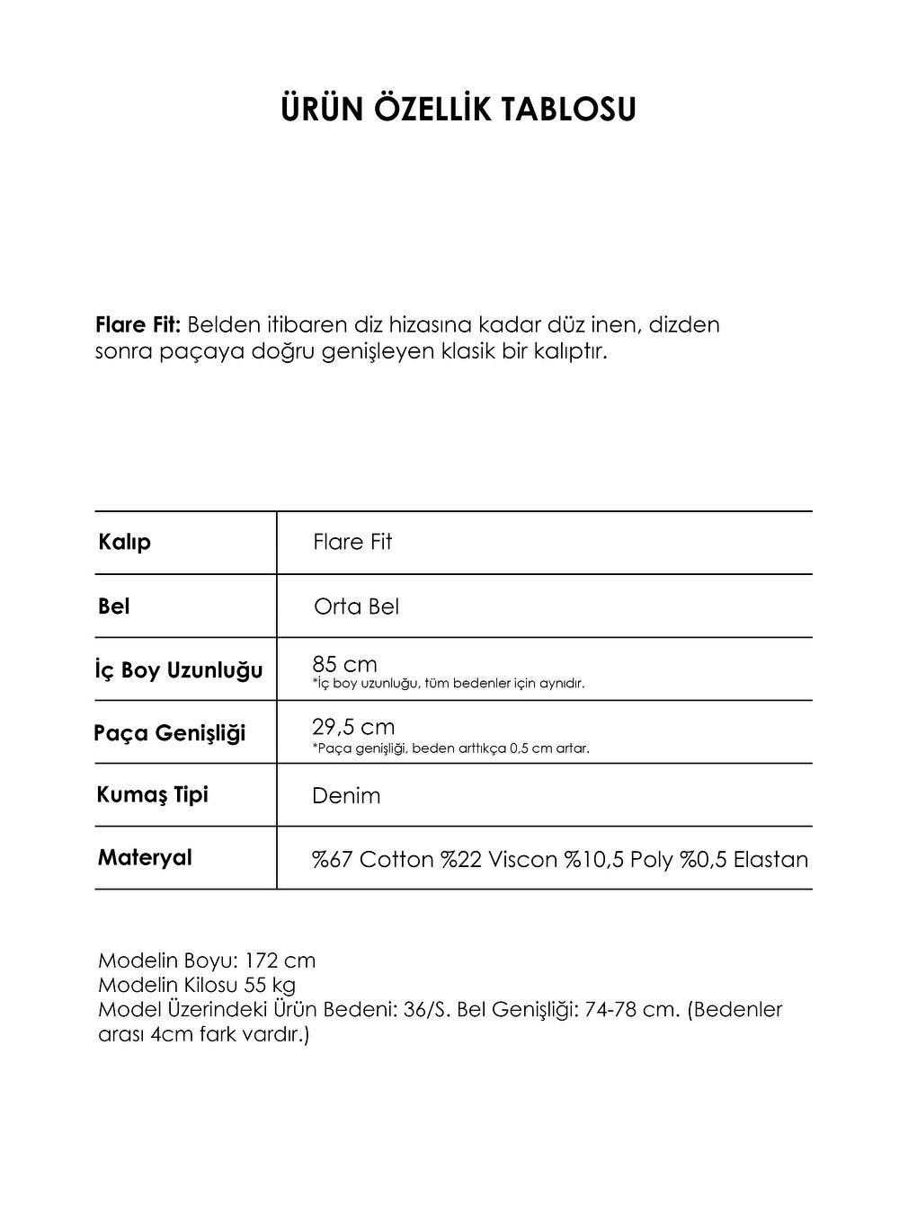 Mavi Kadın Jean Rengi 2w5-8 Mide Rise Flare Fit Süper Esnek Kumaş İç Boy 83cm Denim Jean-3