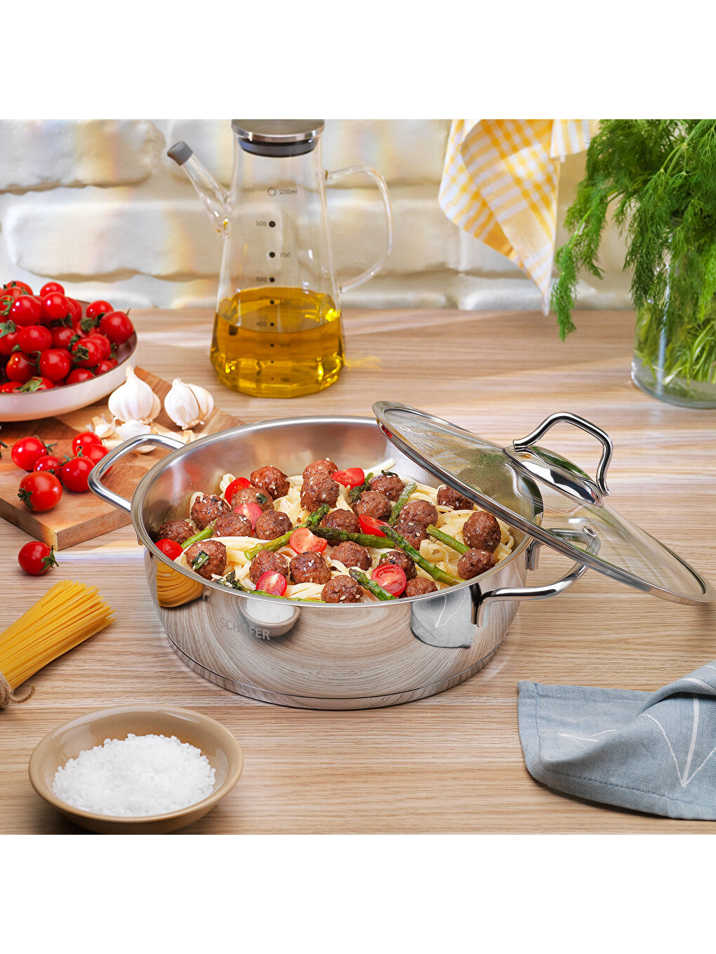 Gri Held Çelik Basık Tencere 24 Cm-2 Parça-Inox