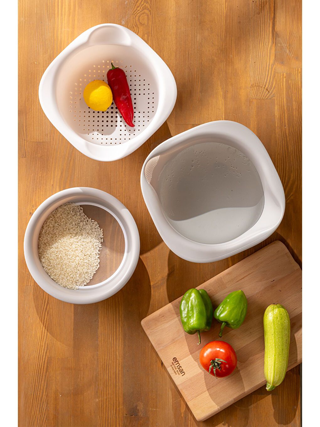 Beyaz Soft 3'lü Süzgeç Seti-2