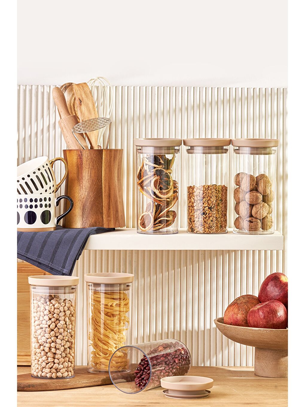 Arya 6'lı Büyük Saklama Kabı Bej-2