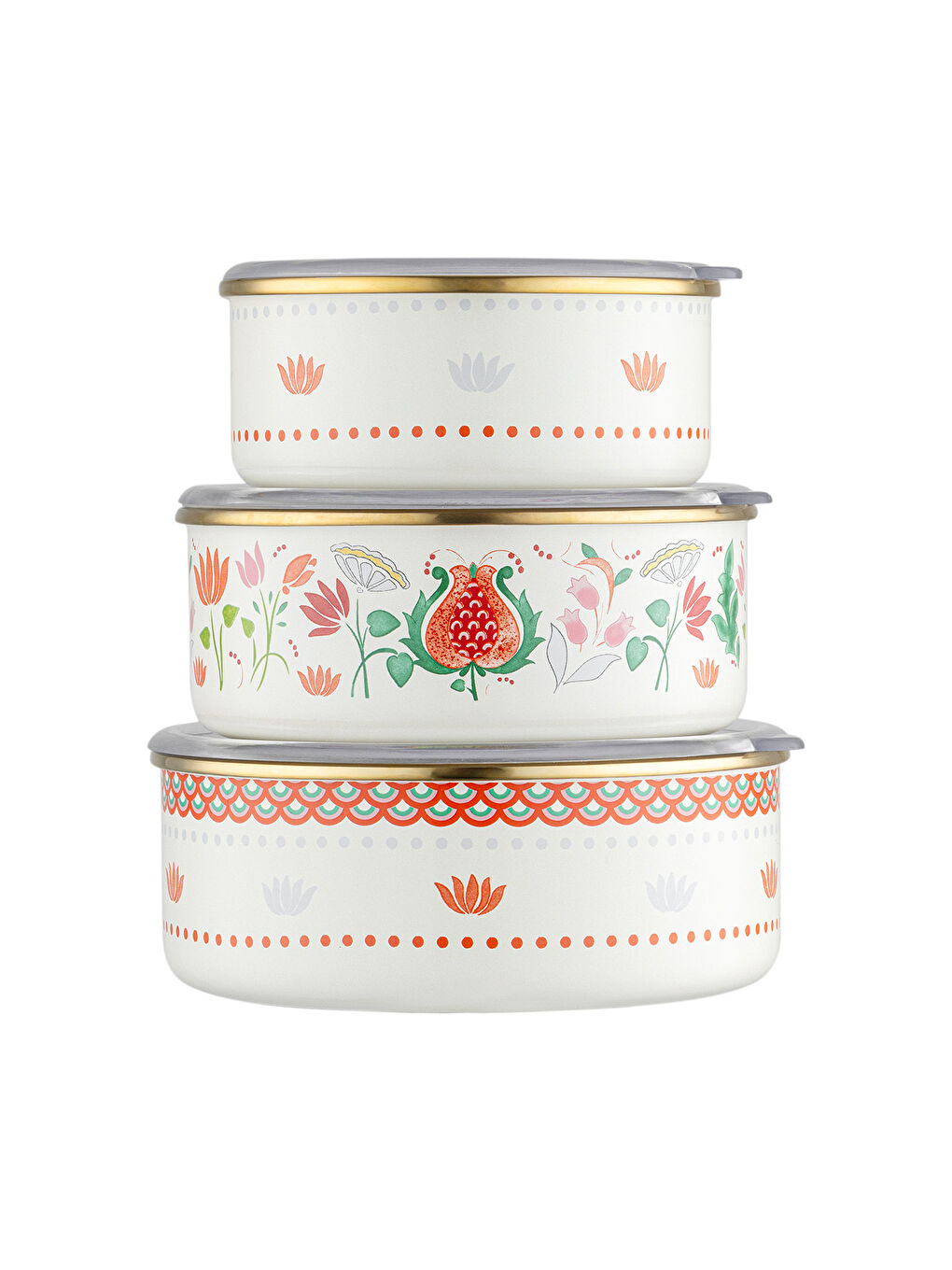 Beyaz Nar Emaye Sedef Saklama Kabı Seti-2