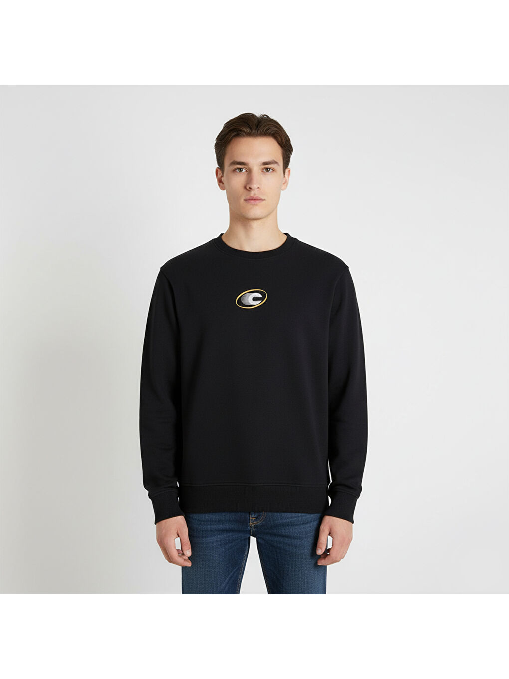 Vibrant Erkek Siyah Bisiklet Yaka Sweatshirt