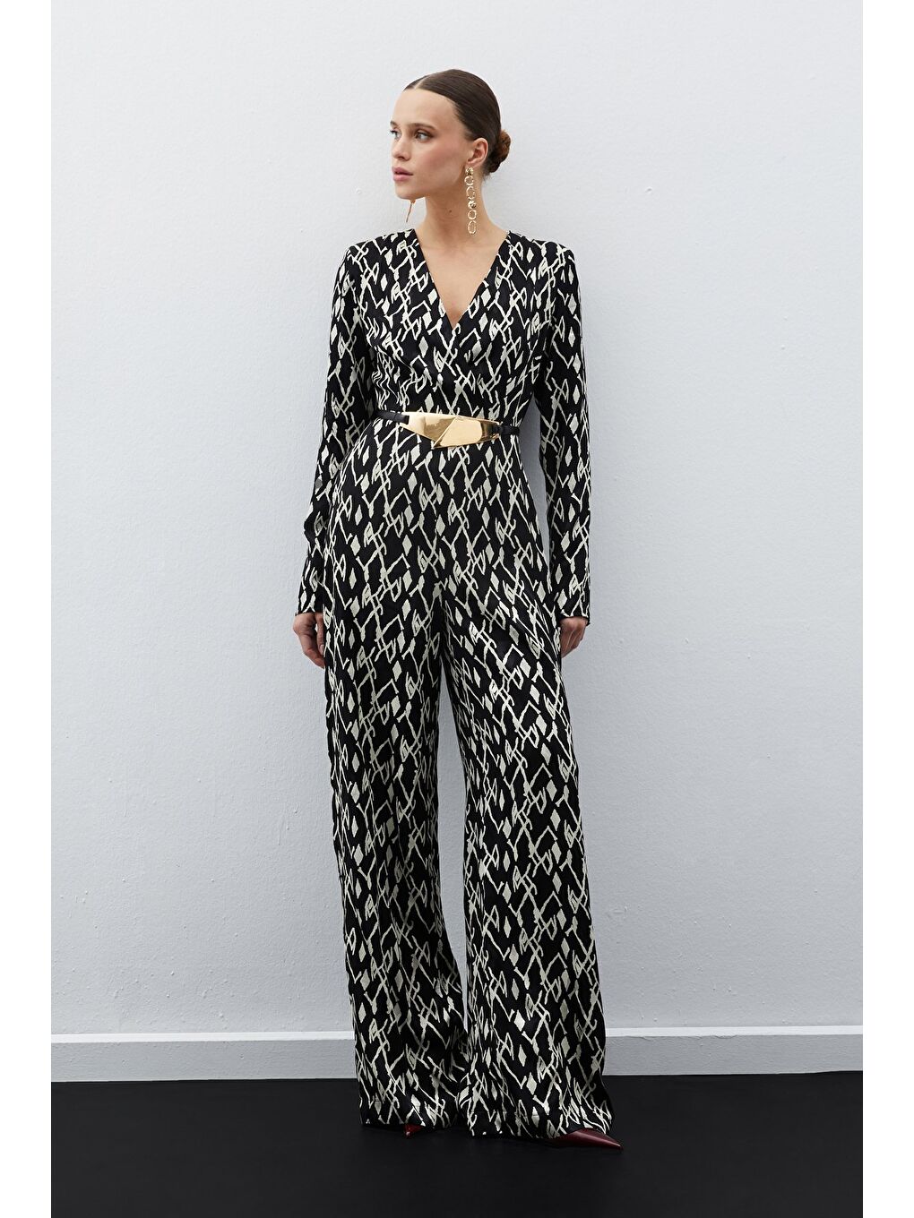 Desenli Saten Tulum - Siyah-2