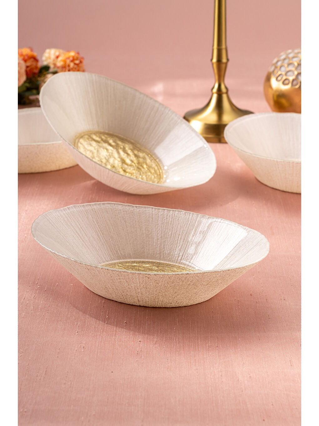 Sarı Golden 4 Parça Cam Gondol 21 cm-2