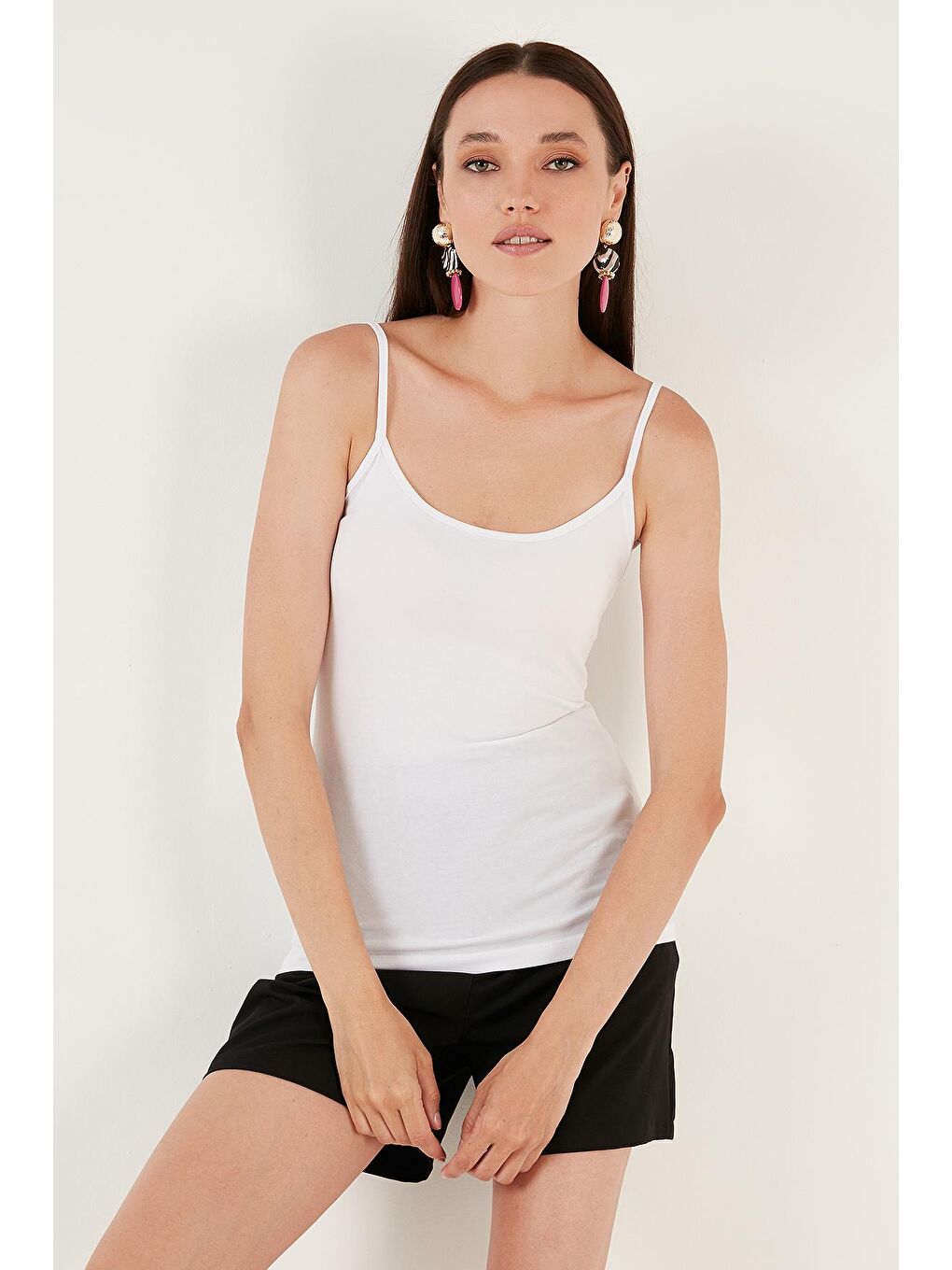 Siyah Esnek Pamuklu Slim Fit İp Askılı 2'Li Atlet 5865271-2