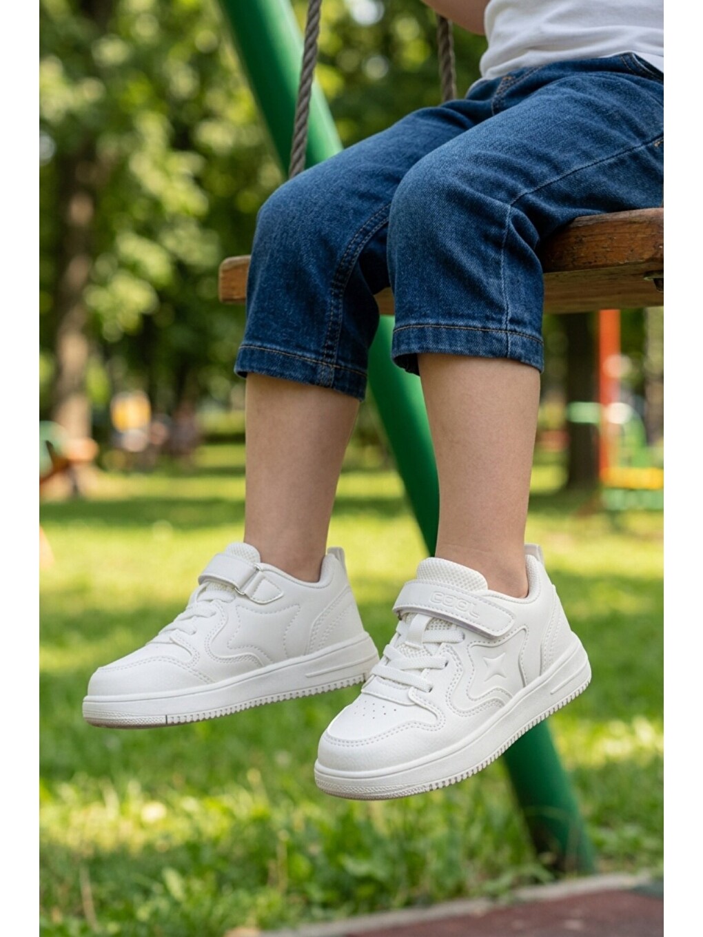 GENİŞ KALIP Beyaz Cırtlı Hafif Unisex Çocuk Spor Ayakkabı Eldon P-2