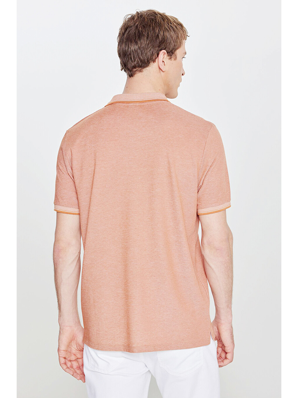 Kahverengi Erkek Kiremit-bej Pamuklu Comfort Fit Rahat Kesim Polo Yaka Cepli Tişört-8
