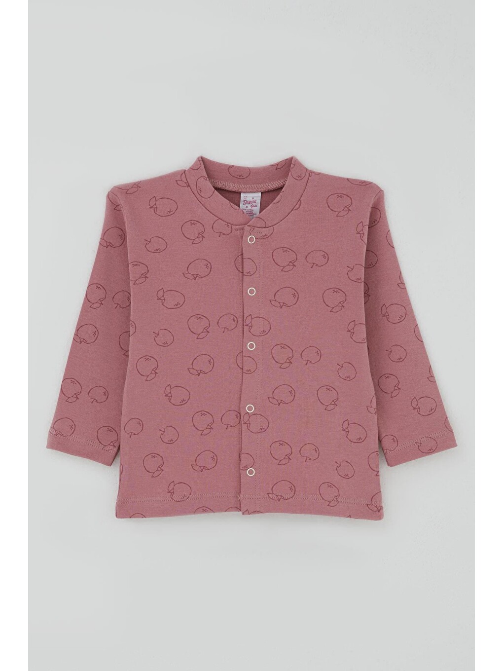 Pembe Kız Bebek Pijama Takımı Elma Bahçesi Önden Çıtçıtlı Gülkurusu (4 Ay-1 Yaş)-1