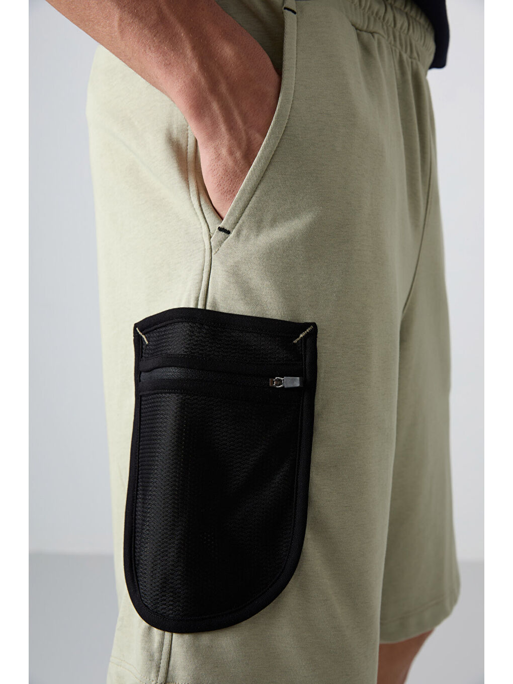 Yeşil Çağla Pamuklu Kalın Yumuşak Dokulu Comfort Fit Baskılı Erkek Şort - 81266-2