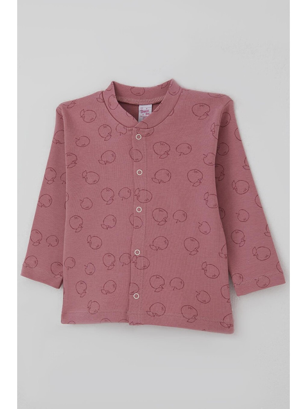 Pembe Kız Bebek Pijama Takımı Elma Bahçesi Önden Çıtçıtlı Gülkurusu (4 Ay-1 Yaş)-5