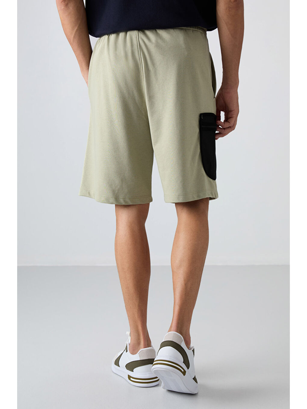 Yeşil Çağla Pamuklu Kalın Yumuşak Dokulu Comfort Fit Baskılı Erkek Şort - 81266-4