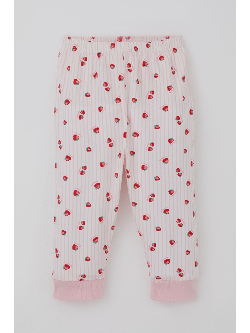 Kız Bebek Pijama Takımı Önden Çıtçıtlı Çilek Desenli Ekru (4-6 Ay)-2