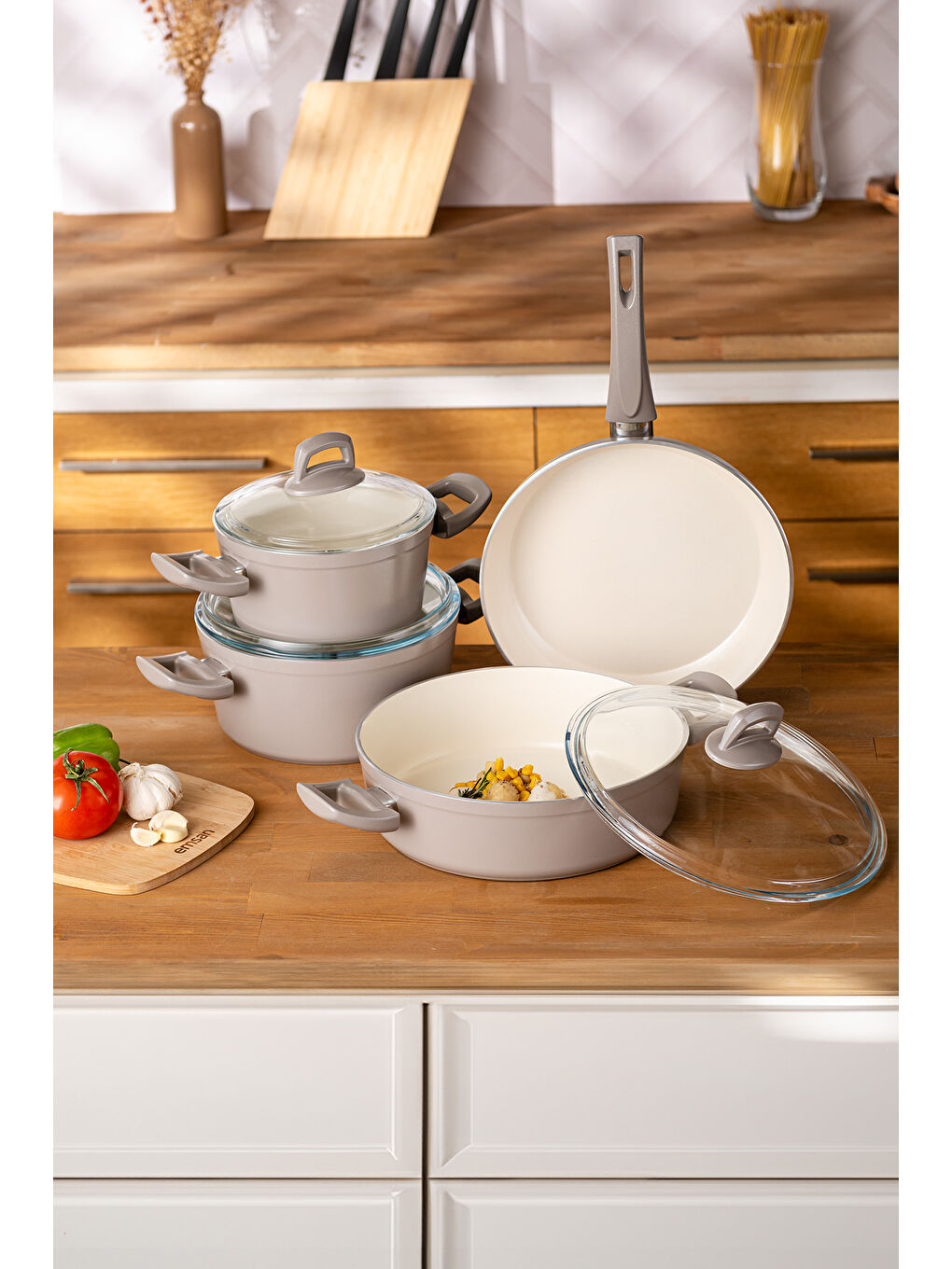 Crystal 7 Parça Tencere Seti Bej-3