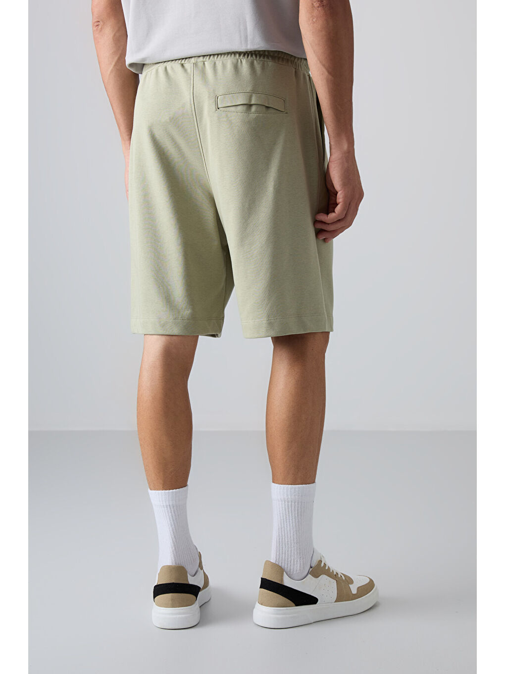 Yeşil Çağla Pamuklu Kalın Yumuşak Dokulu Comfort Fit Basic Erkek Şort - 81261-4