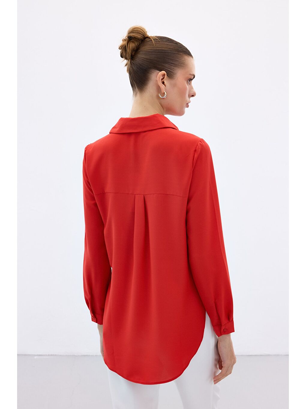 Düz Klasik Gömlek - Kırmızı-7