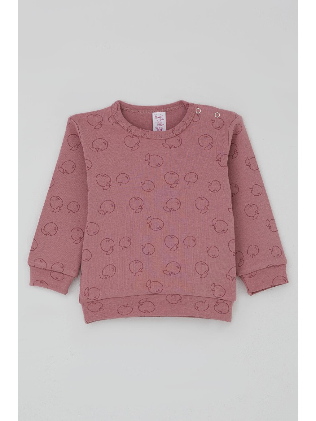 Pembe Kız Bebek Pijama Takımı Omuzdan Patlı Elma Bahçesi Gülkurusu (4 Ay-1 Yaş)-1