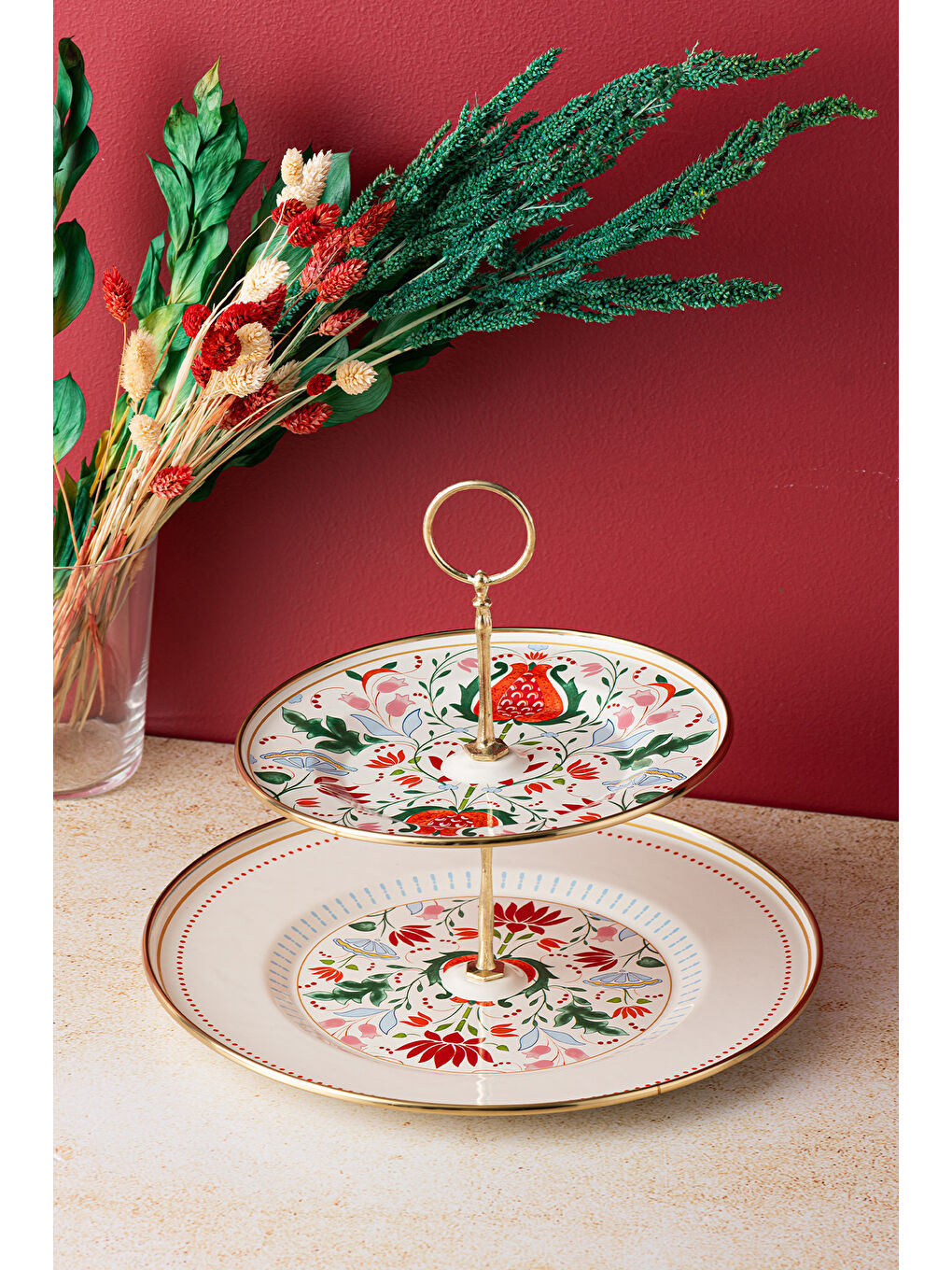 Beyaz Nar Emaye Katlı Kurabiyelik 21X29 cm-2