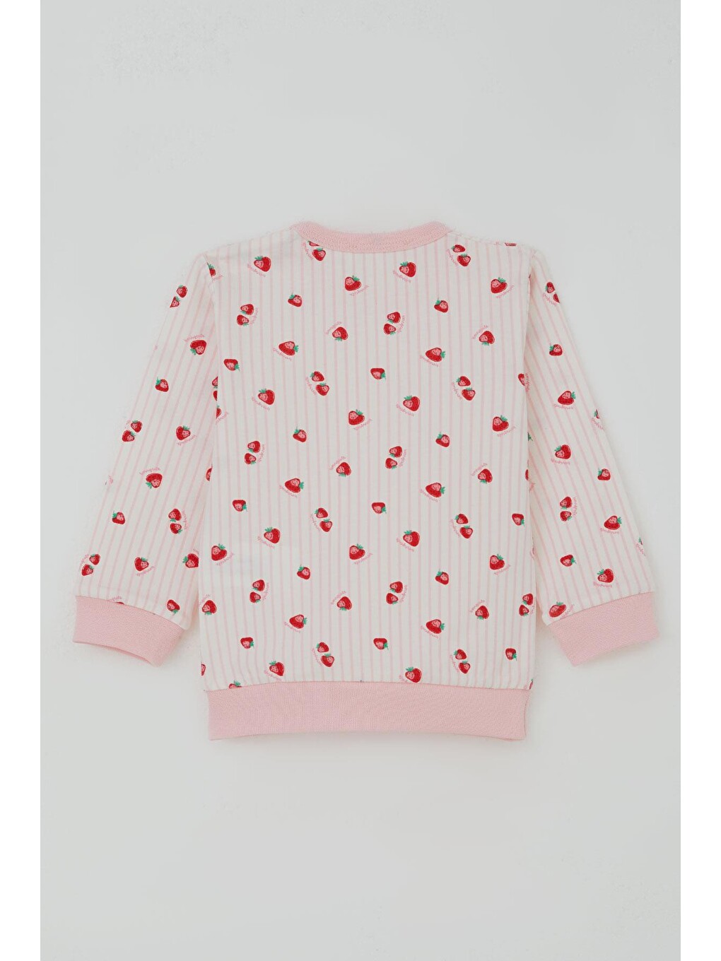 Kız Bebek Pijama Takımı Omuzdan Patlı Çilek Desenli Ekru (4 Ay-1 Yaş)-3