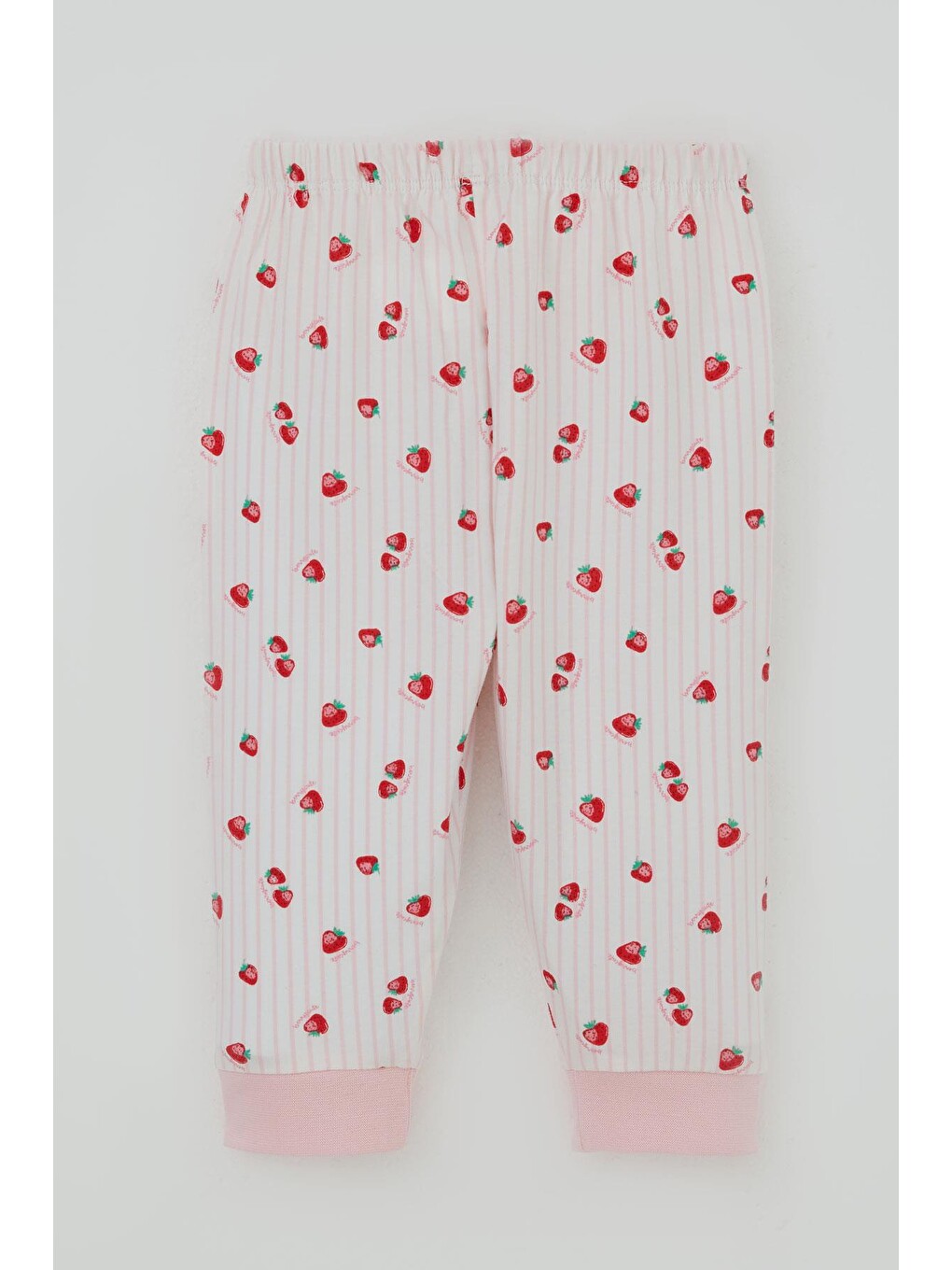 Kız Bebek Pijama Takımı Omuzdan Patlı Çilek Desenli Ekru (4 Ay-1 Yaş)-4