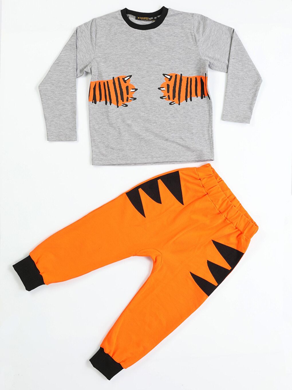 Casabony Gri Tiger Paws Turuncu Pantolon+T-shirt Takım - 3