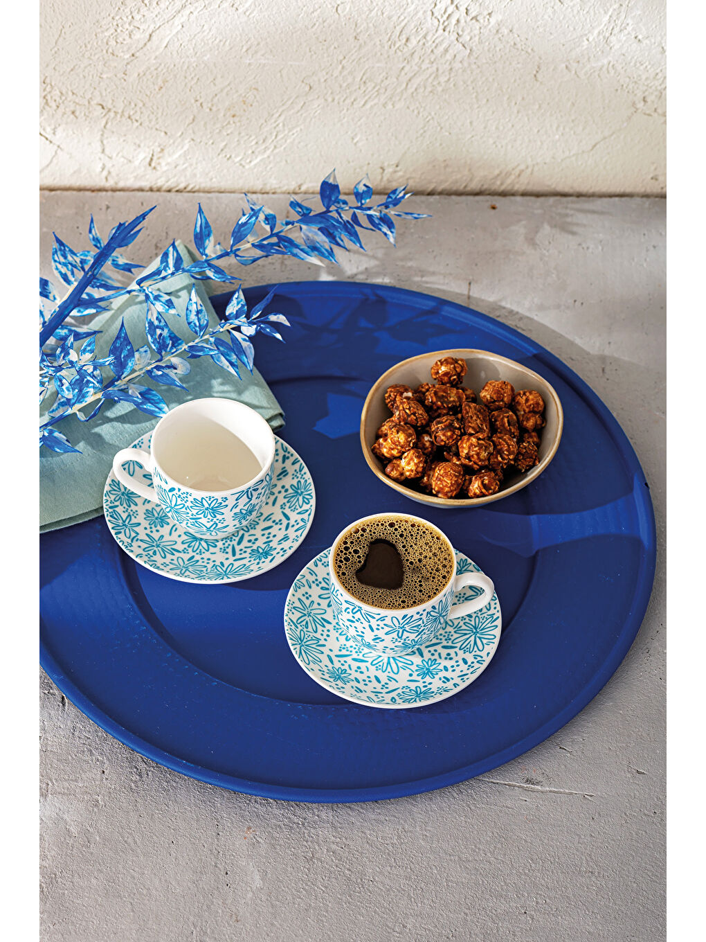 Deep Azur New Bone 2 Kişilik Kahve Fincan Takımı 90 ml Mavi-3