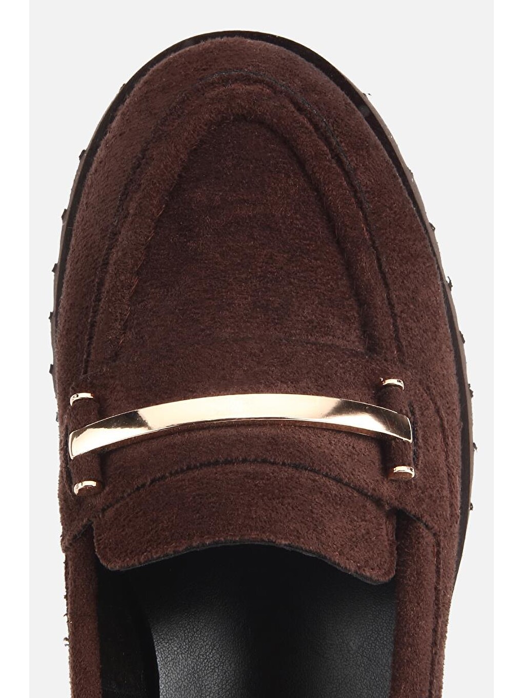 Kadın Kahverengi Süet Toka Detaylı Kalın Taban Loafer-4
