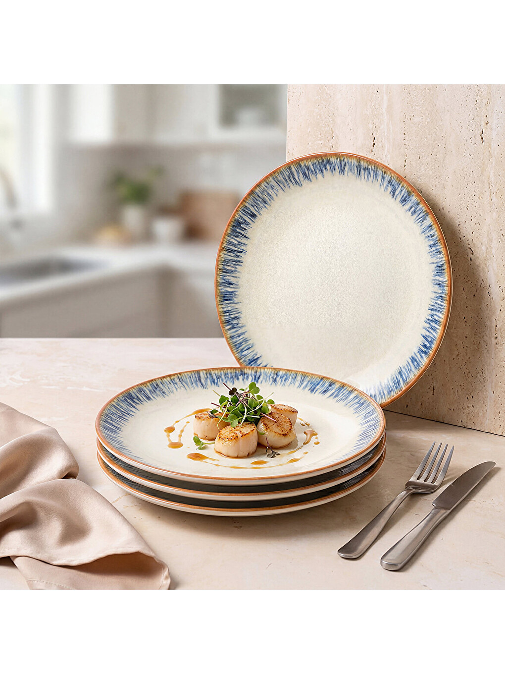 Ekru Enternasyonel Tide 4lü Servis Tabağı 25 Cm 64311-1