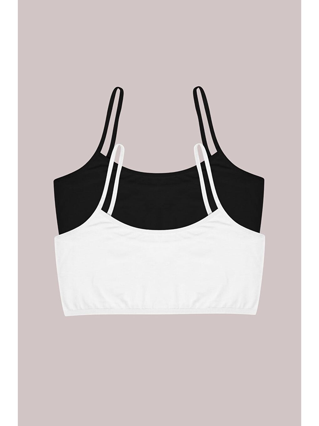 Kadın Siyah Beyaz İp Askılı Büstiyer 2'Li