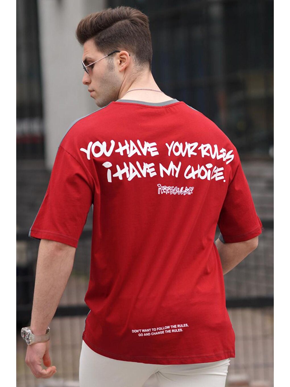 Gri Füme Oversize Erkek Tişört 5210-1