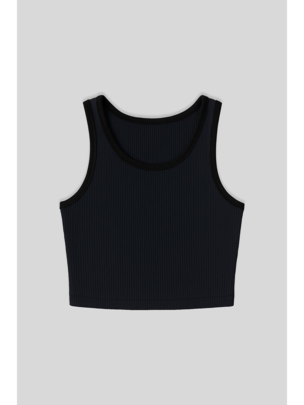 Lacivert Basic Sıfır Kol Dar Kalıp U Yaka Kadın Crop Top Atlet - 97160