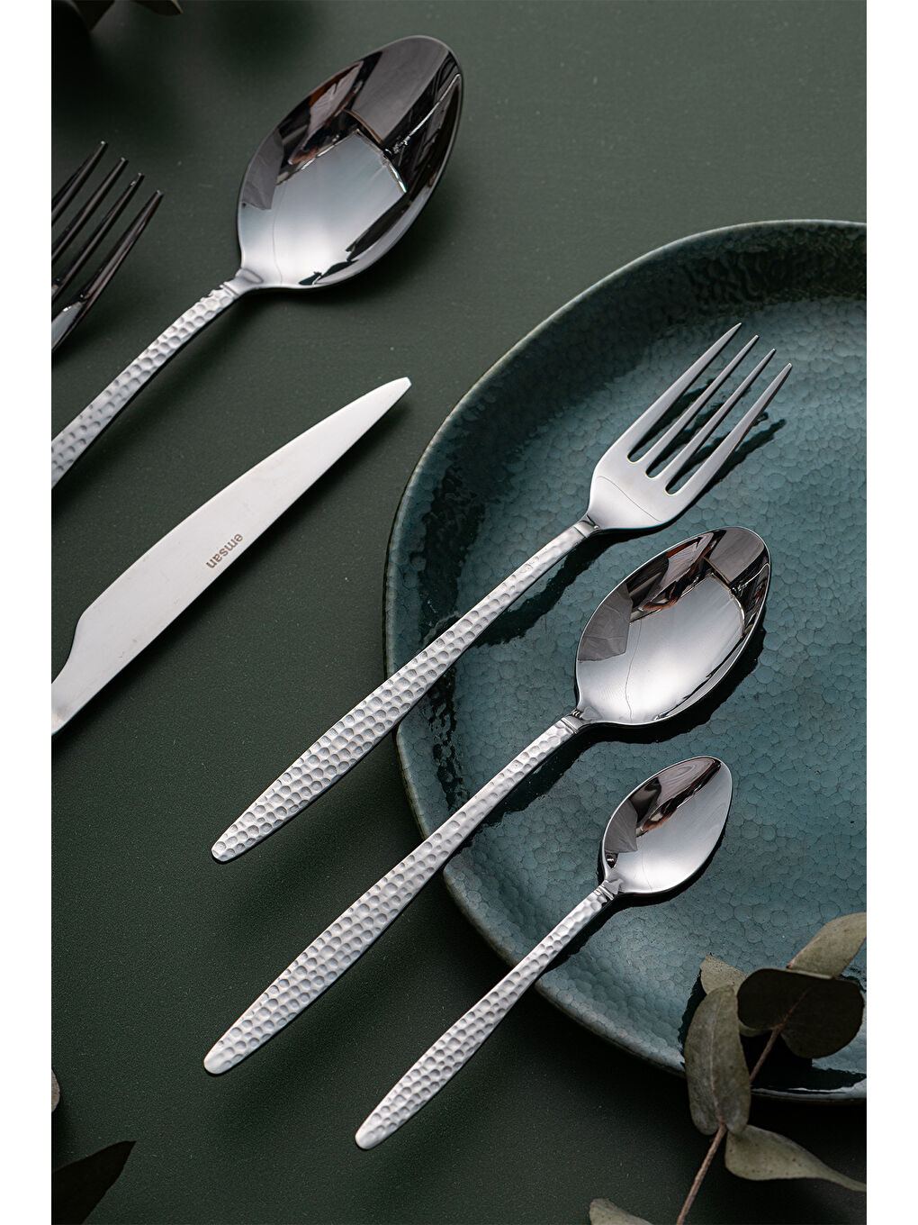 Gri Okaliptus 36 Parça 6 Kişilik Çatal Kaşık Bıçak Takımı Kutulu-2