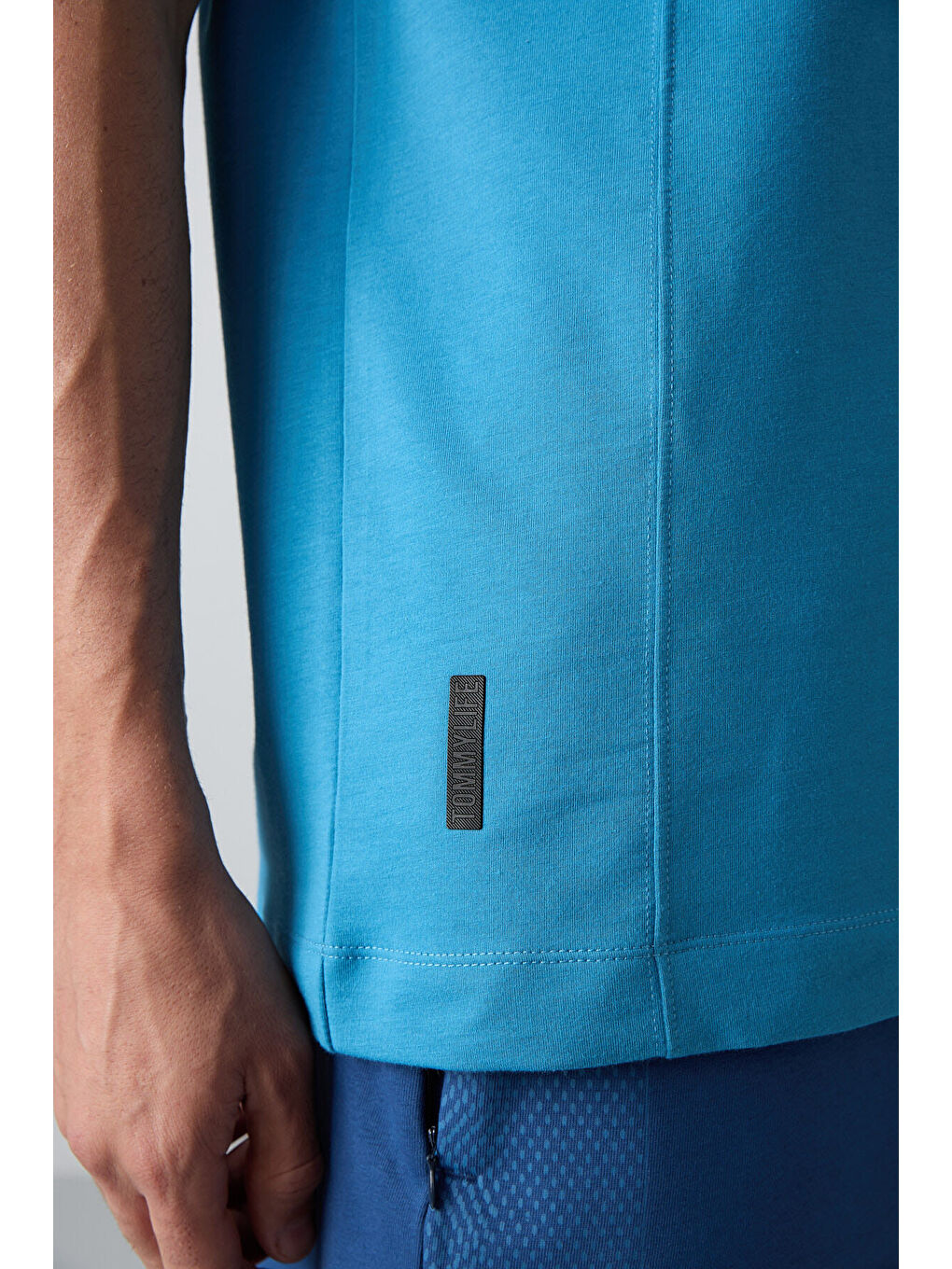 Petrol Mavi Pamuklu Kalın Yumuşak Dokulu Oversize Fit Basic Erkek Tişört - 88349-2