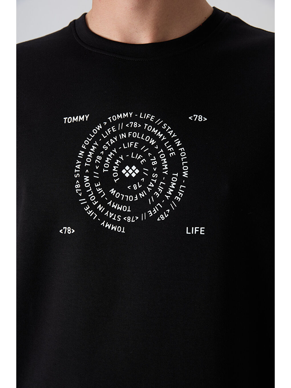 Siyah Sıyah/Beyaz Pamuklu Kalın Yumuşak Dokulu Oversize Fit Baskılı Erkek Tişört - 88324-2