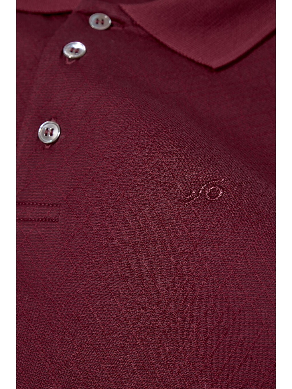 Jakar Desenli Polo Yaka Erkek Tişört Bordo-2