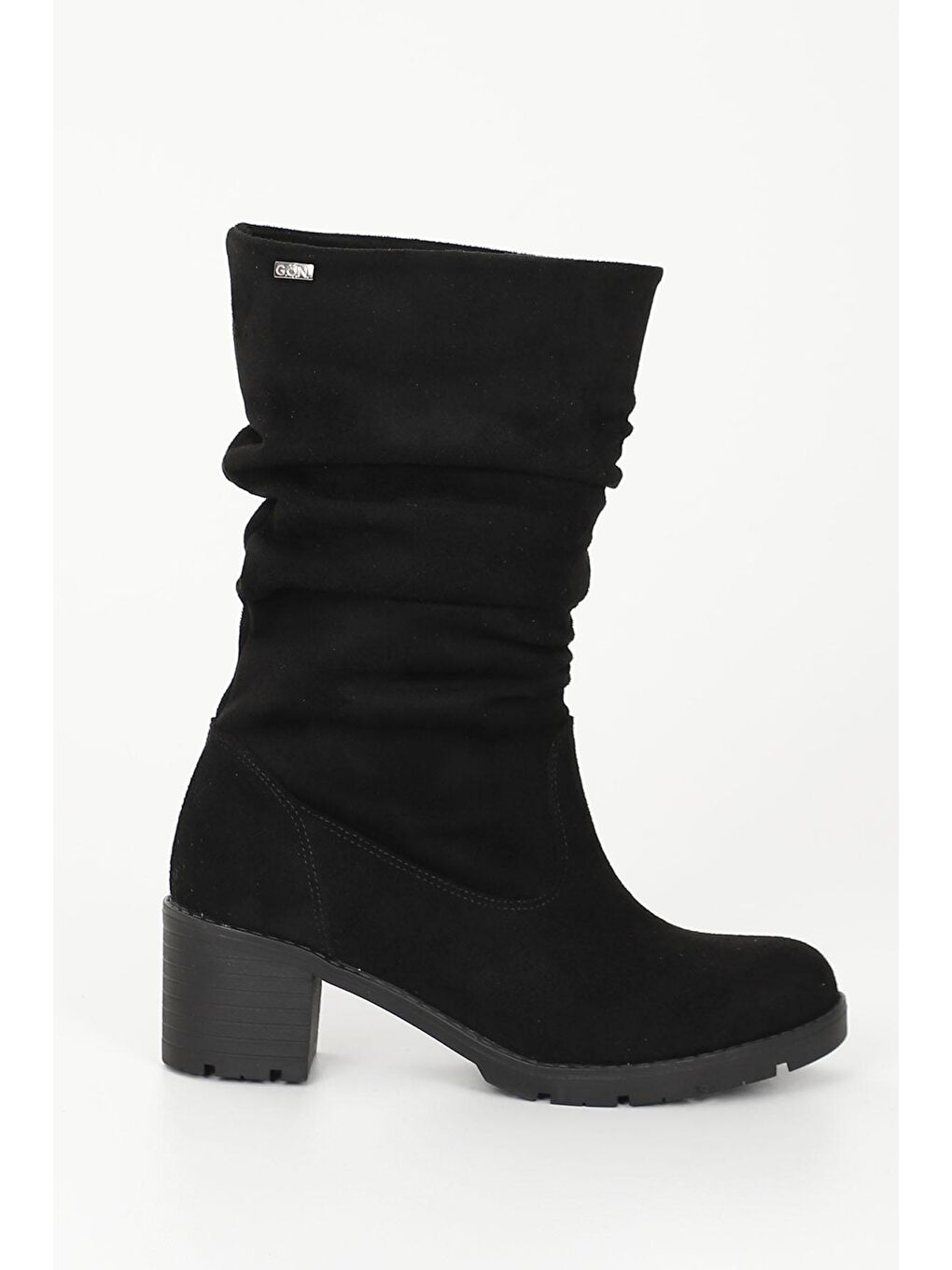 Siyah SİYAH  Yuvarlak Burun Körüklü Topuklu Kadın Günlük Çizme 35020-3