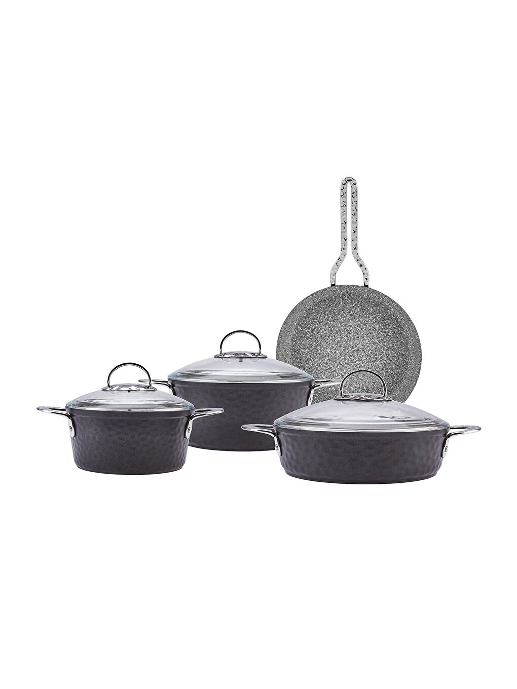 İndüksiyon Tabanlı Nostalji 7 Parça Granit Tencere Seti Siyah-2